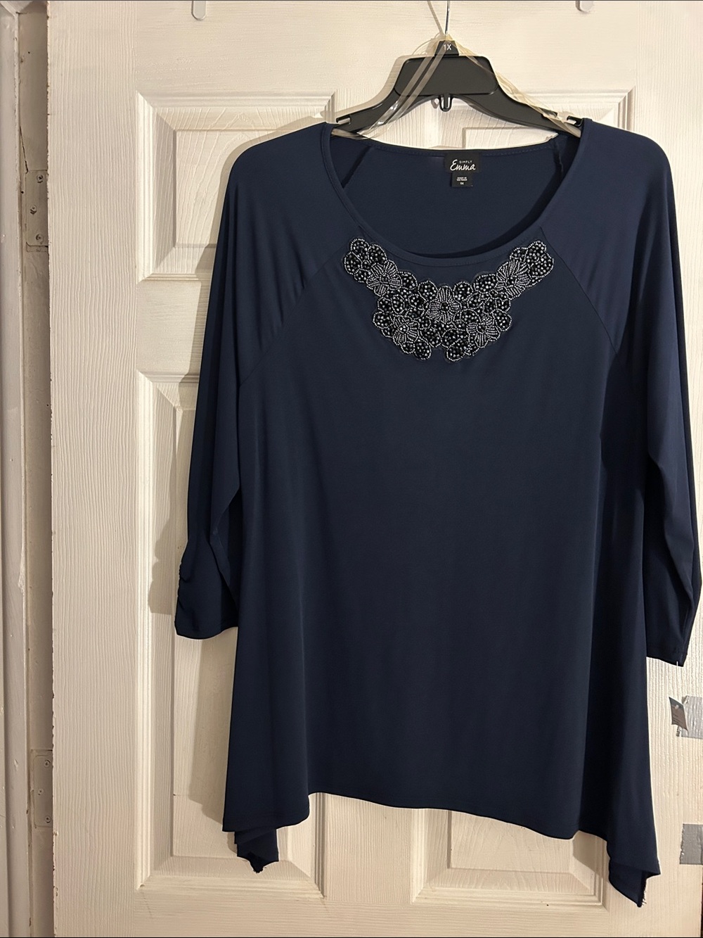 Simply Emma Navy Beaded Scoop Neck Tunic